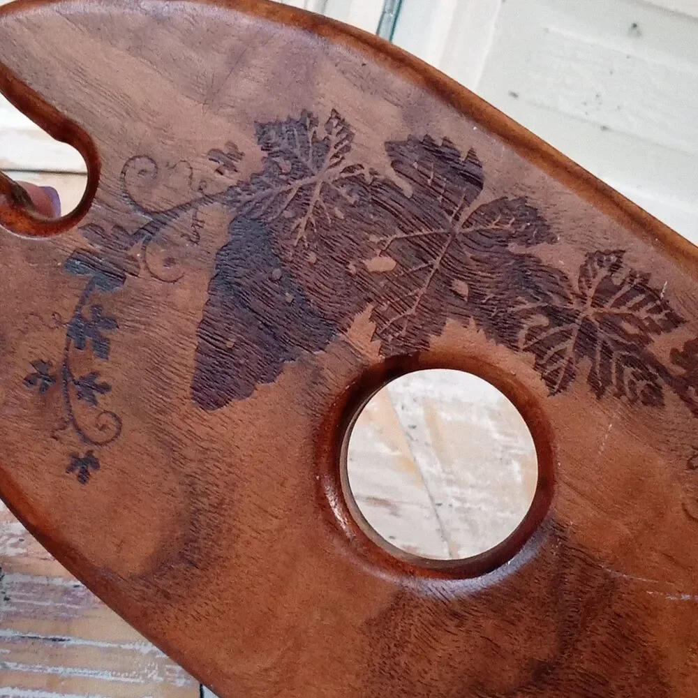 Monkey Pod Wood Wine Butler Caddy Glass Holder Laser Engraved Grapes Gift 10